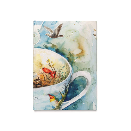 Nature-inspired hardcover journal with vibrant bird and nature artwork.