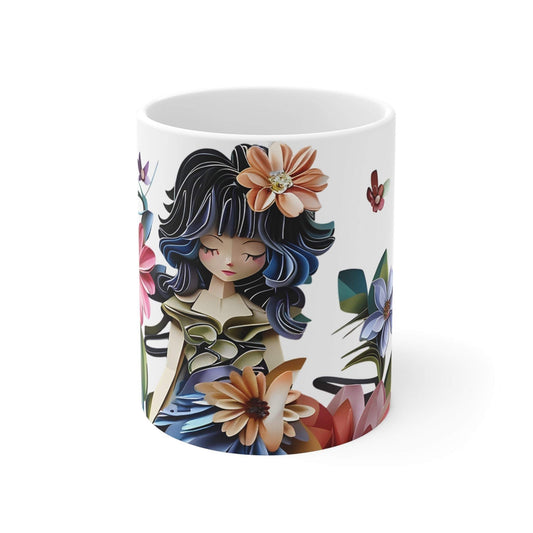 Floral Art Coffee Mug, Gift for Her, Botanical Drinkware, Home Decor, Unique Art Mug, Flower Lover's Gift